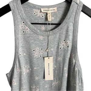 Rebecca Taylor Light Gray Embroidered Tank Dress